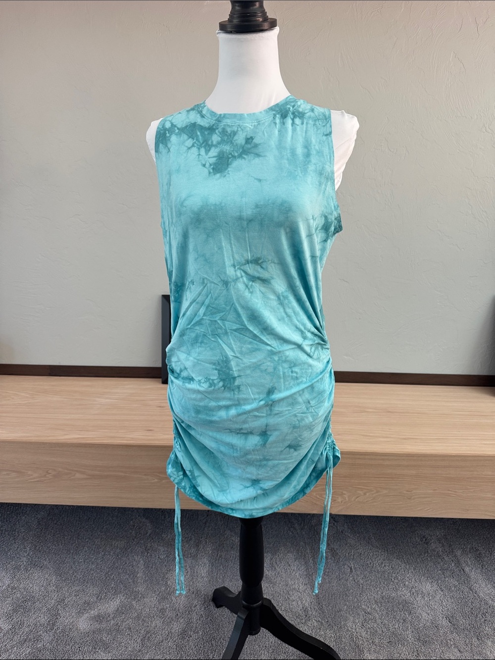 PINK Victoria's Secret Aqua Tie-Dye Ruched Mini Dress - NWOT
